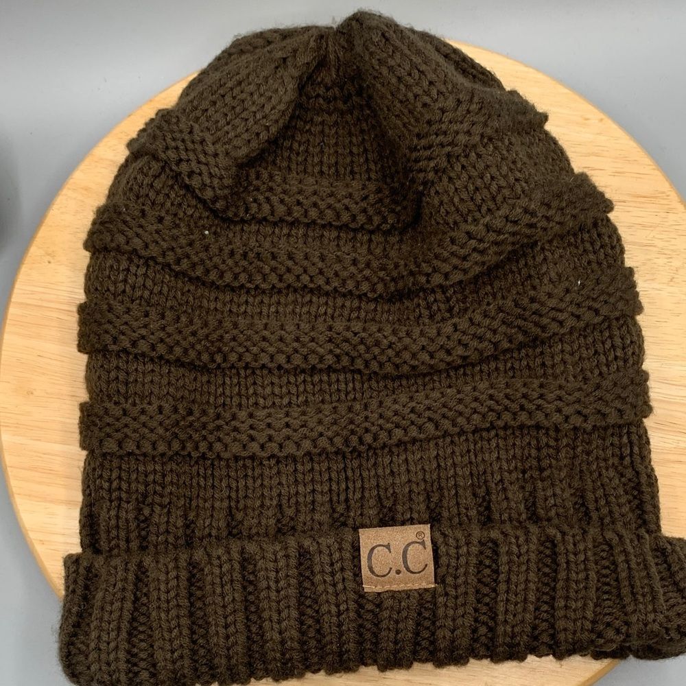 C.C | OS WOMEN OVER SIZE KNIT CABLE BEANIE HAT | CHOCOLATE BROWN